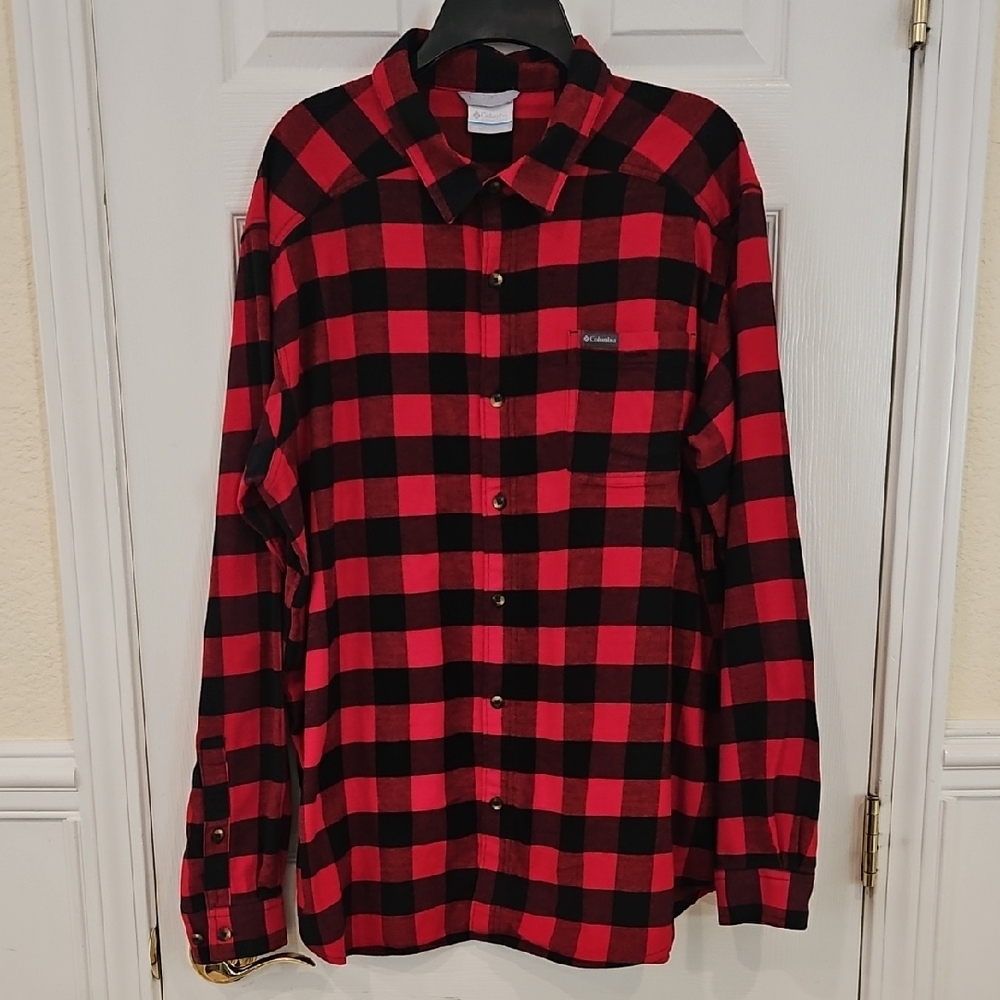 EUC Columbia Men's Red Buffalo Check Flannel Shirt - Sz XL - Picture 7 of 9